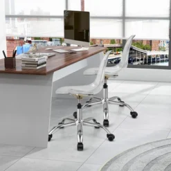 Costway Set Of 2 Rolling Acrylic Armless Desk Chair Swivel Vanity Ghost Chair Adjustable -Costway GUEST 81fb13f0 abd3 4c2b bf93 8d0743db6f68