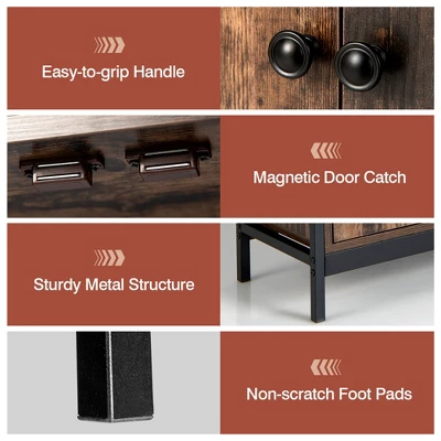 Costway 2-Door Industrial Kitchen Storage Cabinet Buffet Sideboard Open Shelves 10 Costway 2-Door Industrial Kitchen Storage Cabinet Buffet Sideboard Open Shelves - Image 8