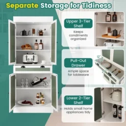 Costway 72'' Kitchen Buffet Hutch Pantry Cabinet Cupboard With 4 Doors & Adjustable Shelves -Costway GUEST 821817a2 6eeb 4d1c b247 4ac3c6a467f4
