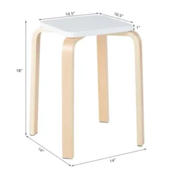Costway Set Of 4 Colorful Square Stools Stackable Wood Stools With Anti-slip Felt Mats -Costway GUEST 8237cef2 c3bd 44fc 9ce9 2b54d7a33070
