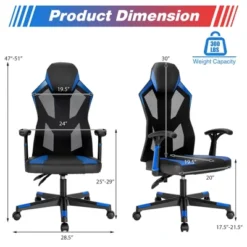 Costway Gaming Chair Swivel Computer Office Chair W/ Adjustable Mesh Back