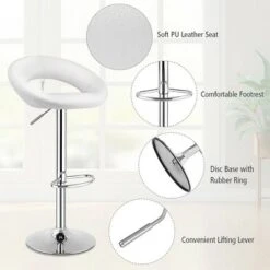 Costway Set Of 2 Bar Stools Adjustable PU Leather Barstools Swivel Pub Chairs White -Costway GUEST 8271e25d 594f 4e12 8f45 ecfcb6d00b22
