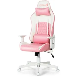 Costway Gaming Chair Racing Style Adjustable Swivel Computer Office Chair Pink -Costway GUEST 82a07ed9 8962 44ce 919a 6782e7053cb1
