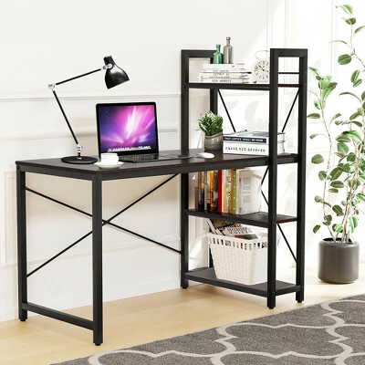 Costway 47.5" Computer Desk Writing Desk Study Table Workstation With 4-Tier Shelves Brown 7 Costway 47.5" Computer Desk Writing Desk Study Table Workstation With 4-Tier Shelves Brown - Image 5