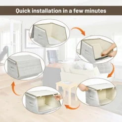 Costway Stackable Large Bins Cubes W/Lids Storage Organizers W/Linen&Oxford Fabric 4 Sets 16 Costway Stackable Large Bins Cubes W/Lids Storage Organizers W/Linen&Oxford Fabric 4 Sets -Costway GUEST 82c75ff0 955e 49c1 8a25 a053ff5b5fca