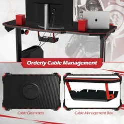 Costway 55'' Gaming Desk T-shaped Computer Desk W/ Full Mouse Pad & LED Lights -Costway GUEST 82cb54d6 220a 46a1 8f52 bcc3a65a1b9c