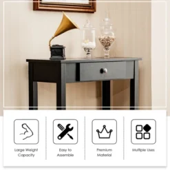Costway Console Table With Drawer Entryway Hallway Accent Wooden Table Black -Costway GUEST 82cb5ea2 4ab0 47c2 b98f a7c6f80a9b7c