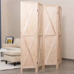 Costway 4Panels Folding Wooden Divider W/x-shaped Design 5.6 Ft Tall Brown -Costway GUEST 82db9e32 e9ec 4808 87ae b55f59e5764d
