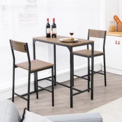 Costway 3PCS Bar Table Set Industrial Counter Height Dining Table Set W/2 Stools 14 Costway 3PCS Bar Table Set Industrial Counter Height Dining Table Set W/2 Stools -Costway GUEST 83007216 9eb8 45c8 87d5 dab9ab1f283f