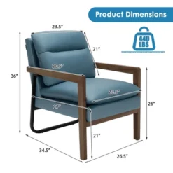 Costway Modern Accent Armchair Lounge Chair W/ Rubber Wood Legs & Steel Bracket -Costway GUEST 8319da0e 14dd 4ae1 88f2 6cbd4250d38e