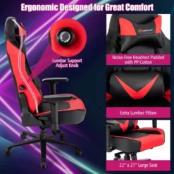 Costway Gaming Chair 360° Swivel Computer Reclining Height Adjustable 4D Armrest Red -Costway GUEST 832c787d cb9e 400d 9602 585c999024eb