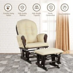 Costway Baby Nursery Relax Rocker Rocking Chair Glider & Ottoman Set W/ Cushion -Costway GUEST 83741293 9606 4d47 8156 e8a5534c44ff