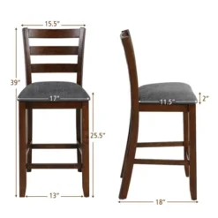Costway Set Of 2 Barstools Counter Height Chairs W/Fabric Seat & Rubber Wood Legs -Costway GUEST 8385a0b4 6024 439c bf17 dd5688525684