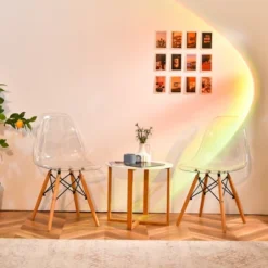 Set Of 4 Dining Chairs Modern Plastic Shell Side Chair W/ Clear Seat & Wood Legs -Costway GUEST 838aa3eb 19e5 4dd6 90fa 7b1b4f91e0b4