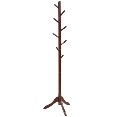 Costway Wooden Coat Rack Stand Entryway Hall Tree 2 Adjustable Height W/ 8 Hooks GrayBrown 12 Costway Wooden Coat Rack Stand Entryway Hall Tree 2 Adjustable Height W/ 8 Hooks GrayBrown - Image 10