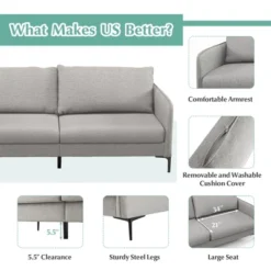 Costway Modern 76'' Loveseat Sofa Couch For Living Room Apartment Dorm With Metal Legs Gray -Costway GUEST 83f173a9 51f6 40b5 b380 4fa77b8c8213