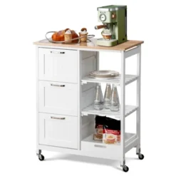 Costway Rolling Kitchen Island Utility Storage Cart W/ 3 Storage Drawers & Shelves White/Black 23 Costway Rolling Kitchen Island Utility Storage Cart W/ 3 Storage Drawers & Shelves White/Black -Costway GUEST 83fbe499 a7fe 4d5b 8207 2e507b7cf435