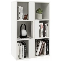 Costway 2 PCS 3-tier Wood Bookshelf Display Storage Rack For Small Spaces White/Rustic Brown -Costway GUEST 8487b91e 8270 480c 81a7 a5f630f0e8d3