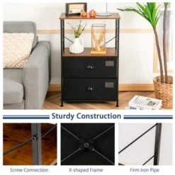 Costway 2 Drawer Dresser W/Shelf Storage Tower Nightstand End Table Chest Black -Costway GUEST 848b3c06 521a 4d2d ac03 30d3f70c6e8d