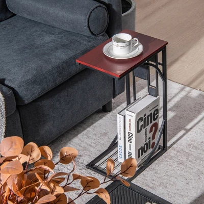 Costway 1PC2 PCS C-Shaped Side Sofa Narrow Snack Table For Living Room Bedroom Small Space 4 Costway 1PC2 PCS C-Shaped Side Sofa Narrow Snack Table For Living Room Bedroom Small Space - Image 2