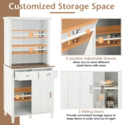 Costway Freestanding Kitchen Pantry Storage Cabinet Buffet W/Hutch Sliding Door & Drawer -Costway GUEST 84c1b8c2 0f84 4fc3 a239 4d53031333e7