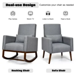 2-in-1 Fabric Upholstered Rocking Chair Nursery Armchair With Pillow Dark Grey -Costway GUEST 84d561d9 17eb 498a 88d8 aaa169b4b083