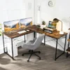 Costway L-Shaped Reversible Computer Desk 2-Person Long Table W/Monitor Stand -Costway GUEST 84f3dc70 d45e 4191 8371 41ffb65e7f30