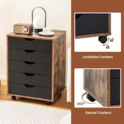 Costway 5 Drawer Chest Storage Dresser Floor Cabinet Organizer With Wheels Rustic Brown 17 Costway 5 Drawer Chest Storage Dresser Floor Cabinet Organizer With Wheels Rustic Brown -Costway GUEST 85133e6d 95b6 4c52 b739 780be97d3317
