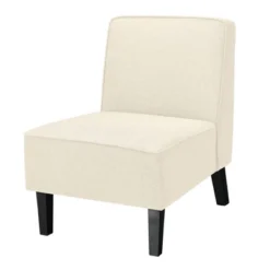 Costway Modern Armless Accent Chair Fabric Single Sofa WithRubber Wood Legs Beige/Gray -Costway GUEST 8536cad9 a838 49eb aa9a 3ba01fca6836