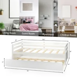 Costway Twin Size Trundle Daybed Wooden Slat Support Mattress Platform For Kids EspressoWhite 16 Costway Twin Size Trundle Daybed Wooden Slat Support Mattress Platform For Kids EspressoWhite -Costway GUEST 857fd409 6958 45b7 af81 6415445c9f65