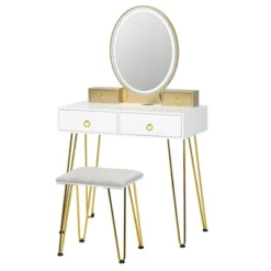 Costway Industrial Vanity Makeup Dressing Table Padded Stool Set 3-Color Lighted Mirror -Costway GUEST 858e317e 95ec 43c4 9c23 00ddedae5278