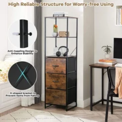 Costway Vertical 3 Drawer Dresser W/ 3 Shelves Tall Storage Tower Chest Freestanding -Costway GUEST 85cca933 f6b1 4d6b b9e1 ef82839f96f8