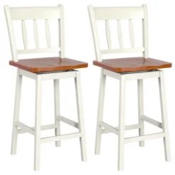 Costway 2PCS Bar Stool 24.5'' Swivel Counter Height Chair W/ Footrest -Costway GUEST 8607960d c6da 4df2 91c2 0951a243e416