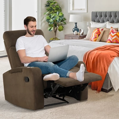 Costway Recliner Chair Single Sofa Lounger With Arm Storage & Cup Holder CoffeeGreyBrown 4 Costway Recliner Chair Single Sofa Lounger With Arm Storage & Cup Holder CoffeeGreyBrown - Image 2