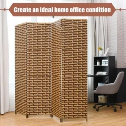 Costway 4 Panel Fiber Privacy Partition Screen Folding Room Divider Weave 6FT Tall -Costway GUEST 86324457 3cd9 4439 b090 ad8a50058132