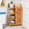Costway Bathroom Cabinet Bamboo Storage Floor Cabinet W/ Single Door & 3 Open Shelves -Costway GUEST 863b4f22 bb5e 4bf3 a302 baaf3217c11e