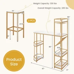 Costway 3 PCS Bar Table Set 2 Stools Storage Shelves Glass Holder Wine Rack Space Saving -Costway GUEST 863c2f9f d061 4f56 851f 885a4fe653c4