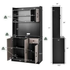 Costway 4-Door 71'' Kitchen Buffet Pantry Storage Cabinet W/Hutch Adjustable Shelf WhiteBlack 15 Costway 4-Door 71'' Kitchen Buffet Pantry Storage Cabinet W/Hutch Adjustable Shelf WhiteBlack -Costway GUEST 86b5f3fb 4b7a 4cd0 8011 cd620cdda5e8