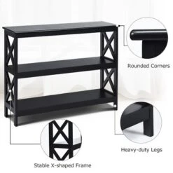 Costway 3-Tier Console Table X-Design Bookshelf Sofa Side Accent Table W/Shelf EspressoBlack -Costway GUEST 86ce8f2c 9e01 42ff a6c5 f742e4cacce3