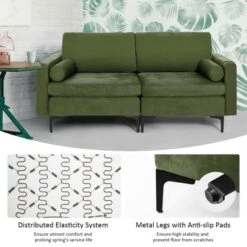 Costway Modern Loveseat 2-Seat Sofa Couch W/ 2 Bolsters & Side Storage Pocket Army Green 16 Costway Modern Loveseat 2-Seat Sofa Couch W/ 2 Bolsters & Side Storage Pocket Army Green -Costway GUEST 873424a2 d3e9 4c6a a17c 5aa61ba46fd0