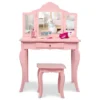 Costway Kids Vanity Table & Stool Princess Dressing Make Up Play Set For Girls Pink 2 Costway Kids Vanity Table & Stool Princess Dressing Make Up Play Set For Girls Pink -Costway GUEST 8743d864 44dc 4206 977b 8a4bfd2a91ab