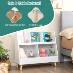 Costway 5-Cube Kids Bookshelf And Toy Organizer Wooden Storage Bookcase With Wood Legs -Costway GUEST 8763035b 4921 4e56 bd2f c048979fc720
