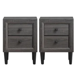 Costway 2PCS Nightstand W/2 Drawer Multipurpose Retro Grey Bedside Table Fully Assembled -Costway GUEST 8770e0a3 fd78 428a b63e d40d082b00e3