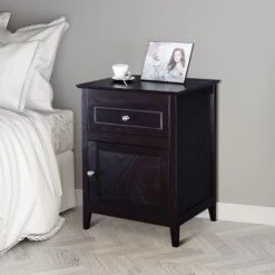 Costway End Table Nightstand Living Room Furniture Espresso Beechwood -Costway GUEST 8782aada 882b 4535 953b eddefee07ce2