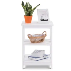 Costway 2PC 3-Tier Nightstand End Table Storage Display Shelf Living Room Furni White -Costway GUEST 87c569d2 e8bf 48d0 bbef 9336685ace0b
