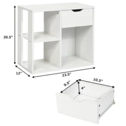 Costway 3-tier Side Table W/Storage Shelf&Drawer Space-saving Nightstand White -Costway GUEST 87dceb10 486b 4184 84cc 59c3919b2f1f