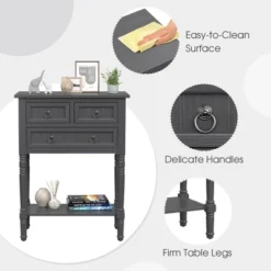 Costway Console Entryway Table W/ 3 Drawers Open Shelf For Hallway Living Room Dark Grey -Costway GUEST 88784a2a 9247 4e4b b24c 8d3d696ae6f7