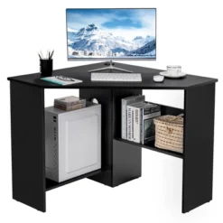 Costway Corner Computer Desk Triangle Writing Workstation W/ Storage Shelf WhiteBlack 23 Costway Corner Computer Desk Triangle Writing Workstation W/ Storage Shelf WhiteBlack -Costway GUEST 88830b01 9d74 41b7 a8f2 ec254e175452