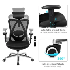 High Back Mesh Office Chair Adjustable Lumbar Support&Headrest Home Study Black -Costway GUEST 8892bf8f b70c 4b12 b90e bbc24ea9da1c