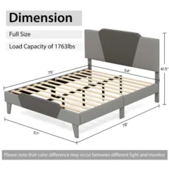Costway Full/Qween/Twin Size Upholstered Platform Bed Frame Velvet Headboard Mattress Foundation -Costway GUEST 88a5e6ec 2666 4c46 b4d4 12c7115b8589